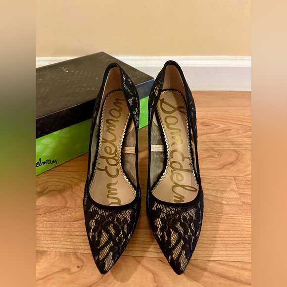Sam Edelman Hazel Black Lace Heels Size 8.5 - Picture 3 of 5